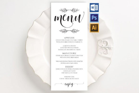 Elegant Wedding Menu 3.75x9 Template TOS_181