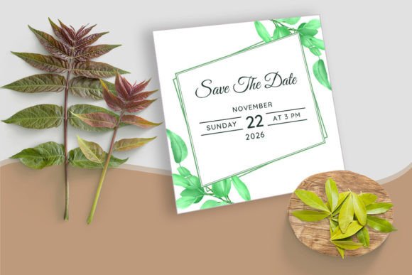 Elevate Your Event with a Geometric Wedding Card with Leaf Design
