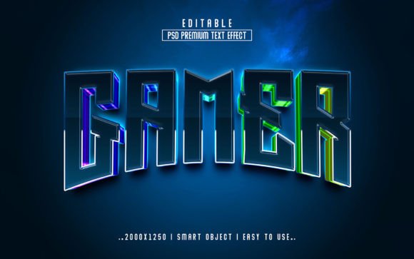 Gamer 3D Editable Text Effect Style