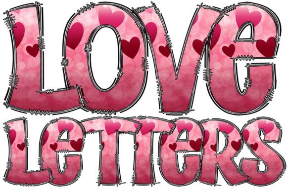 Red Hearts Valentines Sublimation Doodle Guide
