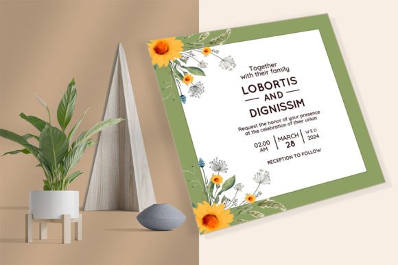 Streamlining Your Event Design with a Floral Wedding Card with Green Background