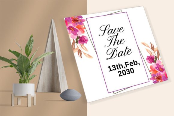 Watercolor Wedding Card Vector Template